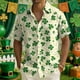 thumbnail image 1 of Blusa y camisa de manga corta con cuello vuelto para hombre, moda de verano, estampado del Día de San Patricio, informal, con botones, manga corta, camisa de solapa de manga corta, tops para hombre, 1 of 8
