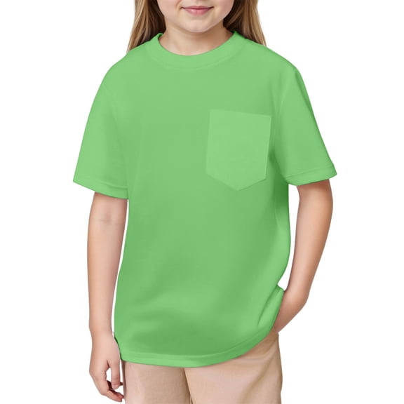 SOFTCCLO Boys T Shirts Short Sleeve Crewneck Solid Color Tops Mesh Fabric with Pocket Summer Loose Casual Breathable Kids T Shirts Size 2-3Y