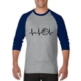 thumbnail image 1 of MmF - Mens Raglan Sleeve Baseball T-Shirts, up to Size 3XL - Basketball Heartbeat, 1 of 4