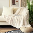 thumbnail image 3 of Softlife Extra Soft Faux Fur Throw Blanket with Sherpa Warm Underside, 60"x80" , Cream White, 3 of 7