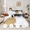 thumbnail image 4 of Manfei Retro Oil Painting Queen Comforter Set, Black Gold White Ombre Comforter Sets Queen, Black Reversible 3-Piece, 1 Comforter and 2 Pillowcases, 4 of 6