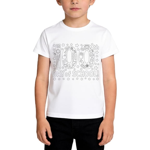 JAJAHO Kids 100 Days Of School T Shirts 100Th Day Of School Boys Girls Letter Printed Short Sleeve Tees 1-13 Years Comfortable Tops