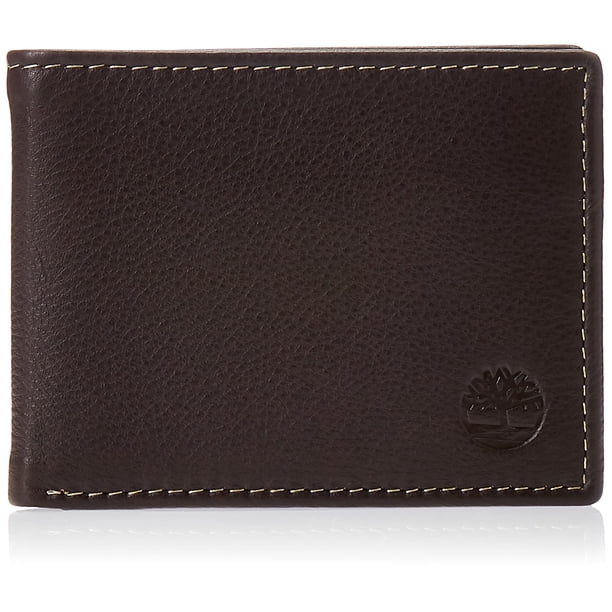 Cartera Timberland Wellington de piel con doble pliegue RFID, color marrón