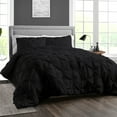thumbnail image 2 of CCNY 600 TC 100% Egyptian Cotton Duvet Cover with 2 Matching Pillowcases Twin/Twin XL Size Pinch Pattern, Zipper Closure, Corner Ties (Black), 2 of 7