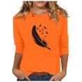 thumbnail image 1 of Dadaria T-Shirt Orange pour Femmes Manches 3/4 Col Rond Grande Taille Été Chandail Blouses TG, 1 of 5