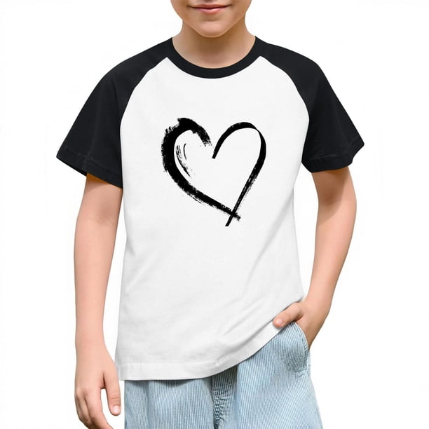 Blusas y camisas de manga corta con cuello redondo para niños y niñas, blusa de manga corta con estampado de cuello redondo