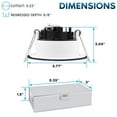 thumbnail image 3 of Luxrite 3 Inch LED Recessed Ceiling Light, 10W, 5CCT 2700K-5000K, 800LM, Dimmable - Black 4-Pack, 3 of 7