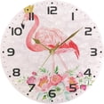 thumbnail image 5 of Dreamtimes Pink Flamingo Wall Clock, 10 Inch Silent Non Ticking Round Clock Oil Painting Clock Easy to Read Clock for Living Room Bedroom Bathroom Home Decor, 5 of 7