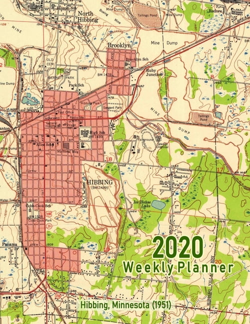 2020 Weekly Planner Hibbing, Minnesota (1951) Vintage Topo Map Cover