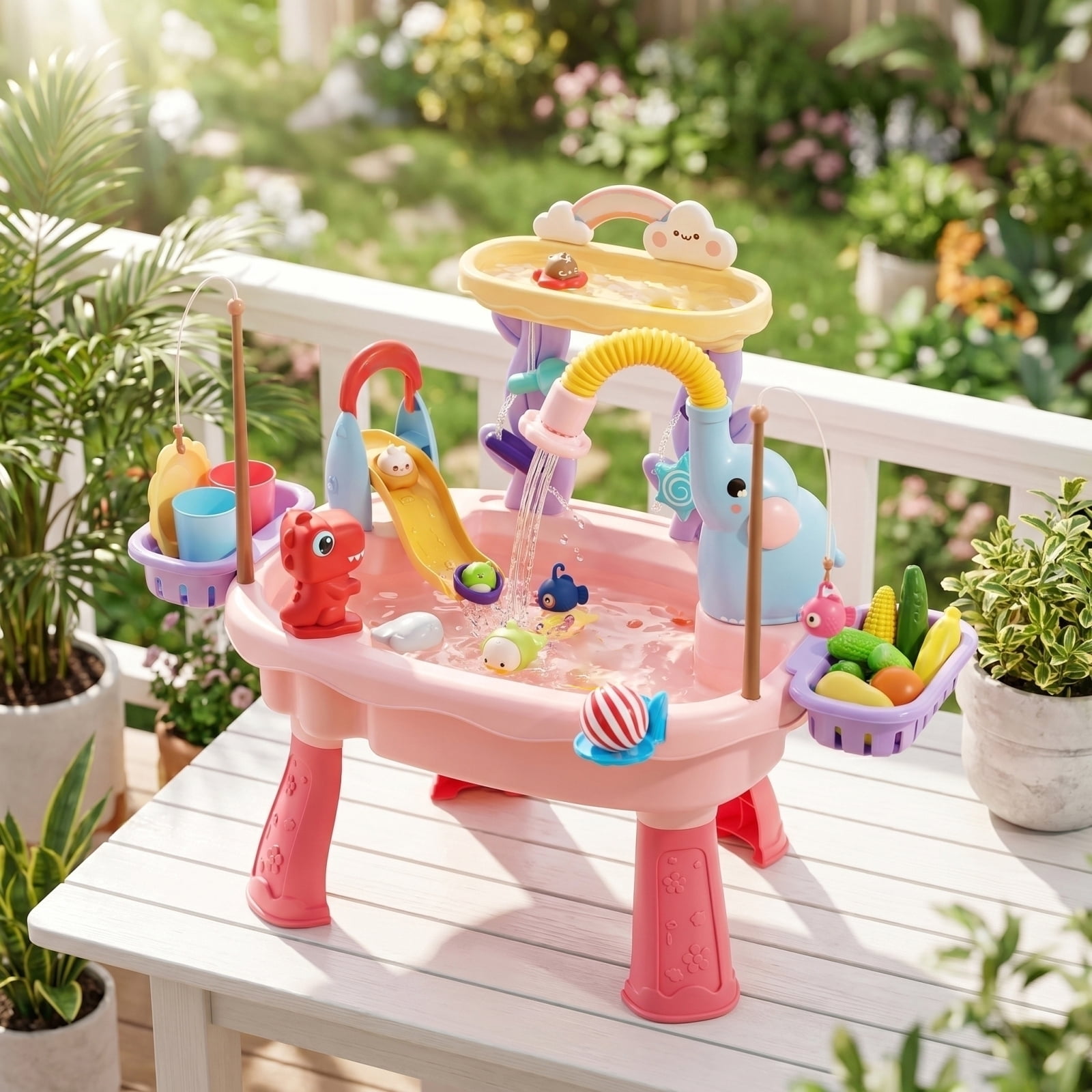 Kids Water Play Table Pink Toddler Outdoor Indoor Water Sand Activity Table With Accessories For Toddlers