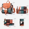 thumbnail image 2 of Handbag for Women, GMYLE Check Pattern PU Leather Backpack Shoulder Crossbody Bucket Bag Pouch Walletn 4 in 1 Set Gift for Mother Wife Girlfriend (Brown), 2 of 9