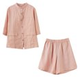 thumbnail image 4 of Giftesty Two Piece Outfits Women,Women's Casual Solid Color Cotton Linen Wide Leg Pants Two Piece Suit, 4 of 9