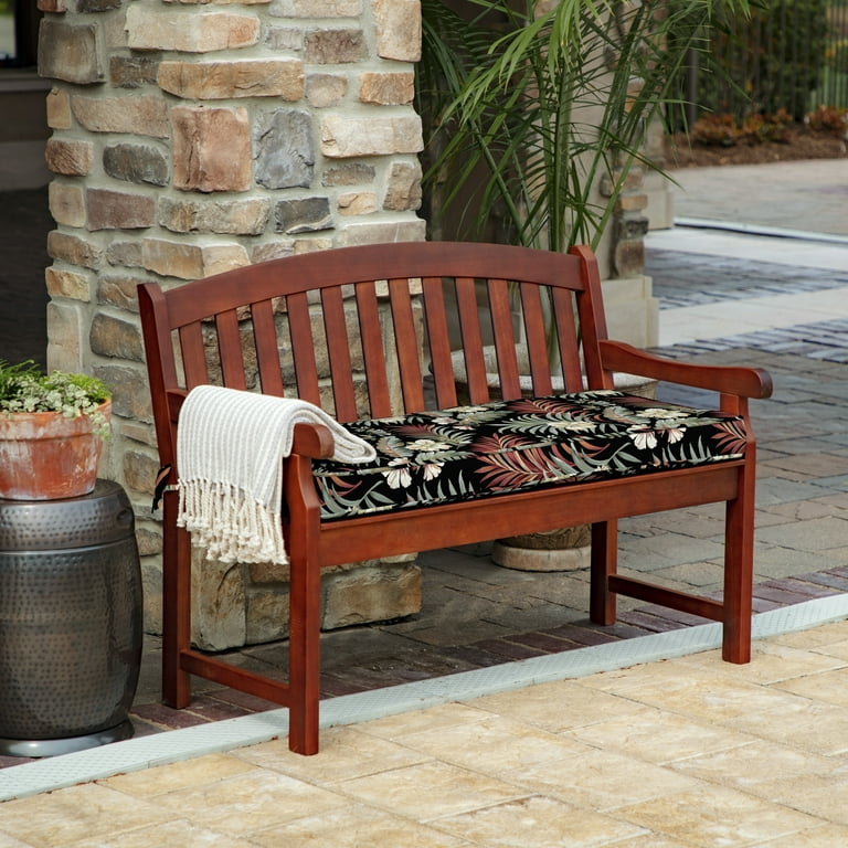 Arden Selections ProFoam Essentials Outdoor Bench Cushion 18 x 46 Simone Black Tropical Walmart