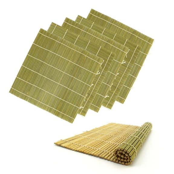 BambooMN 6x Green Bulk Professional Grade Bamboo Sushi Making Rolling Mats 10.6" x 10.6", All Natural Bamboo