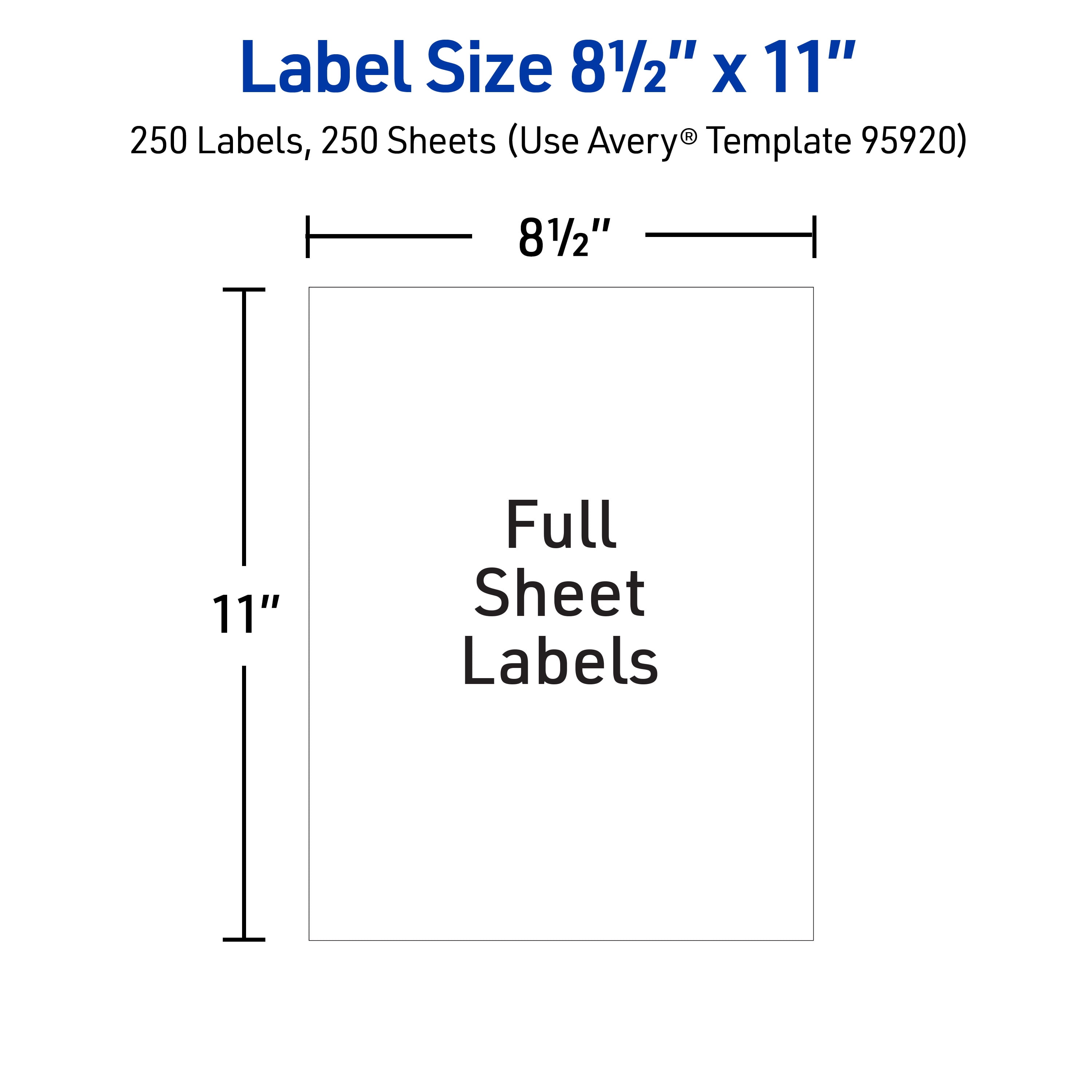 Avery  Shipping Labels, 8.5" x 11", White, 250 Labels (95920)