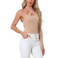 thumbnail image 4 of INSPIRE CHIC Criss Cross Bodysuit for Women's Sexy Casual Sleeveless Halter Neck Bodysuits, 4 of 5