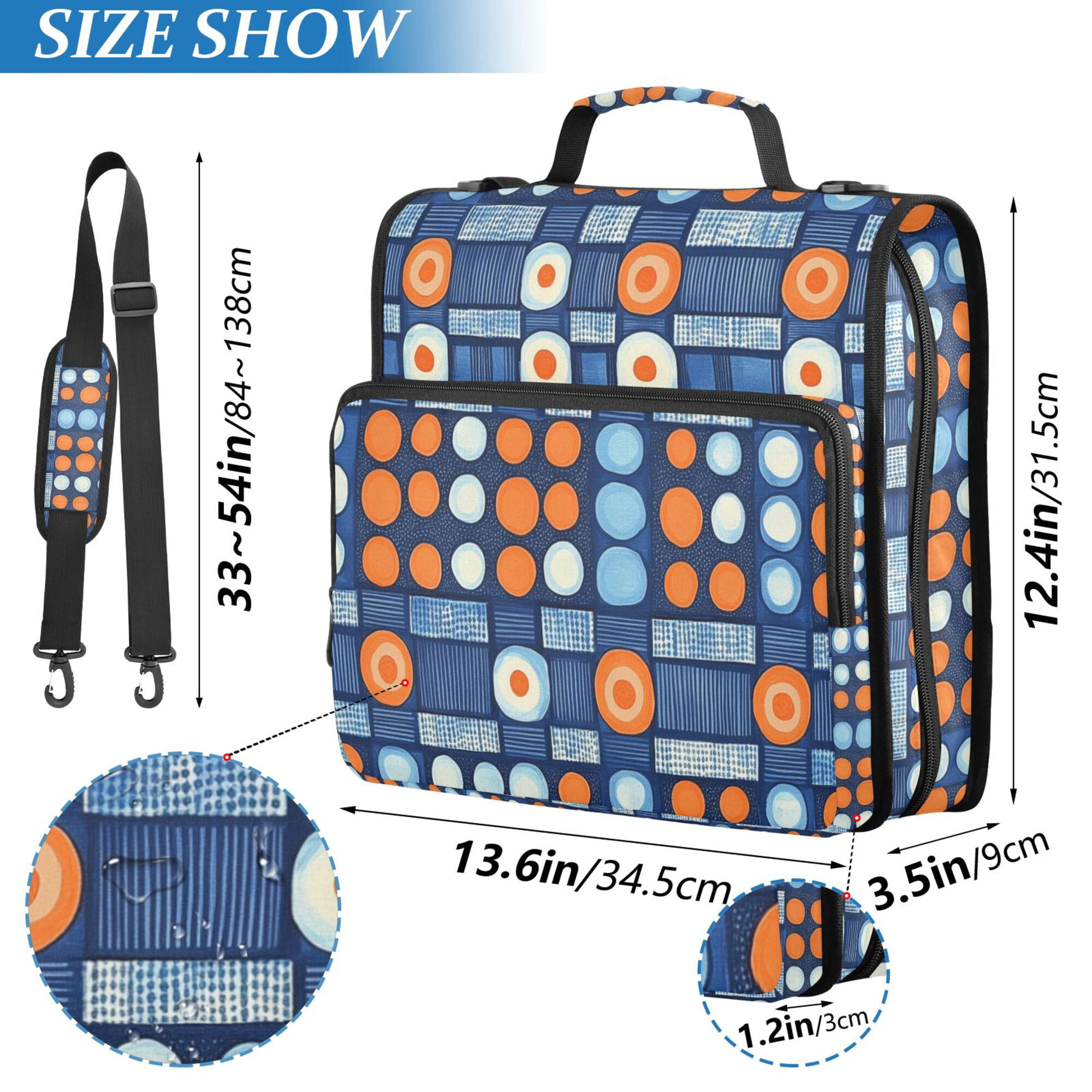 FORMRS Zipper Binder with Shoulder Strap 2-inch Ring 500 Sheet Capacity File Bag, Modern Color Circle