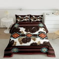 thumbnail image 2 of jejeloiu Mondern Aztec Geometric Full Size Comforter Sets,Rustic Farmhouse Cowhide Bedding Comforter Set,Red Abstract Stripes Bedding Sets For Men Women,Breathable Home Decor Reversible,3-Piece, 2 of 8