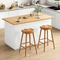 thumbnail image 6 of Farini Wood Saddle Bar Stools Set of 2, 30" Backless Barstool with Footrest for Kitchen Island, Nature, 6 of 6