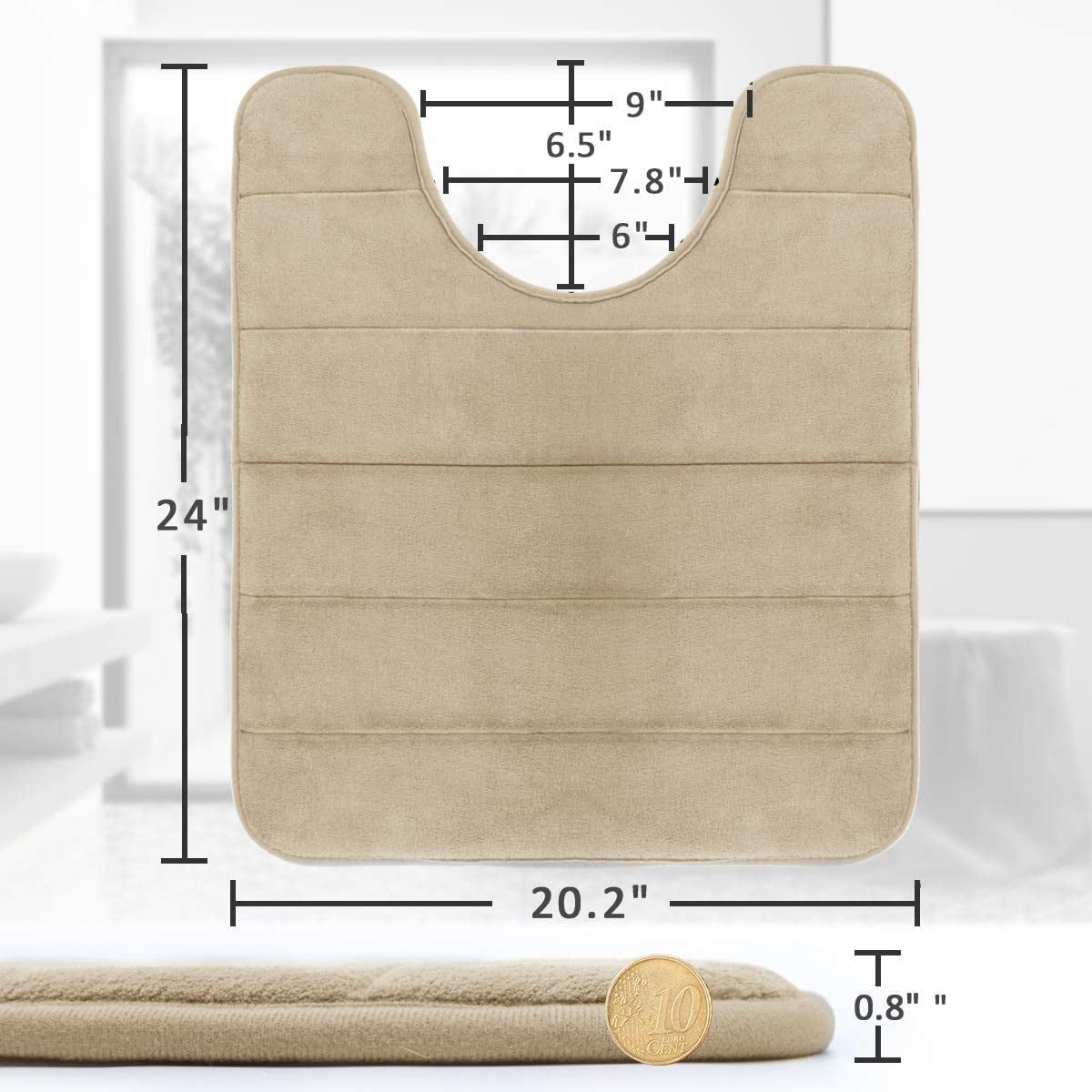 Soft and Comfortable Super Water Absorbent Yimobra Memory Foam Toilet Bath Mat U-Shaped Non-Slip Brown 24 X 20 Inches Machine Wash and Easy to Dry for Bathroom Commode Contour Rug