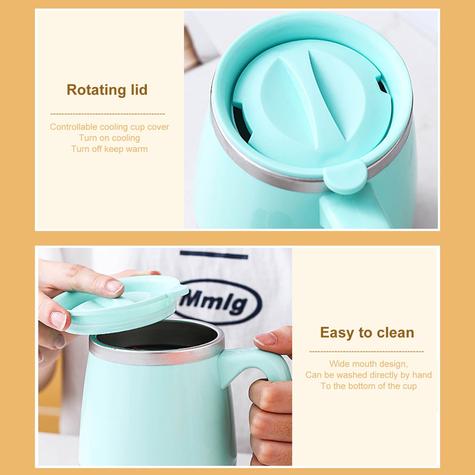 500ml Stainless Steel Insulated Coffee Mug, Travel Cup with Rotatable Lid,  Double Wall Design - Walmart.com