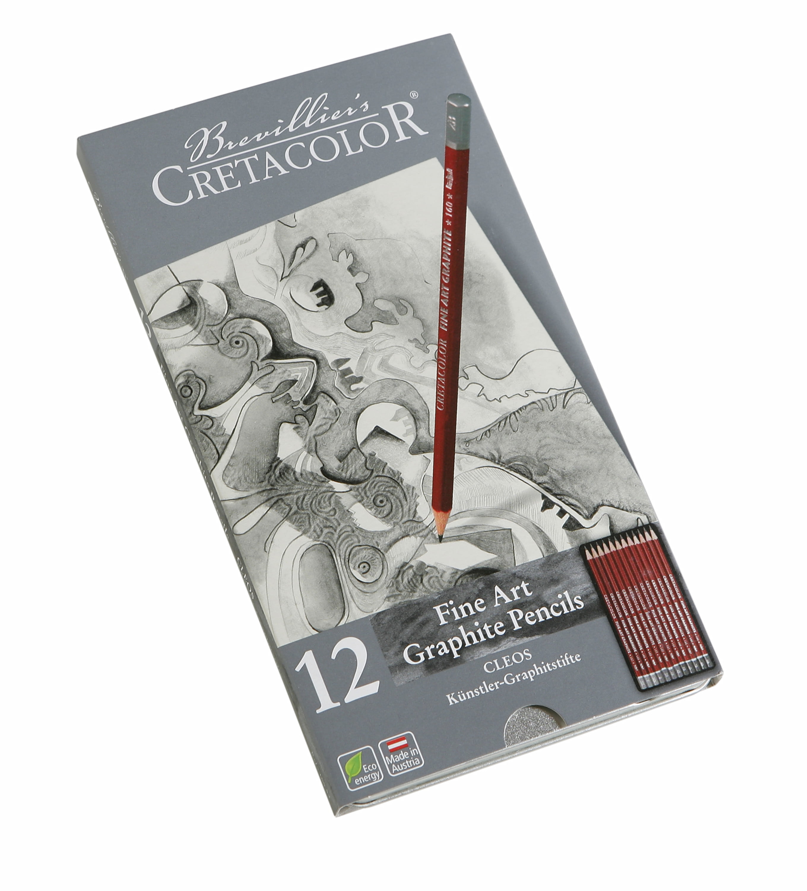 Cretacolor Fine Art Graphite Tin Set, Red Graphite Pencil Tin Set of 12