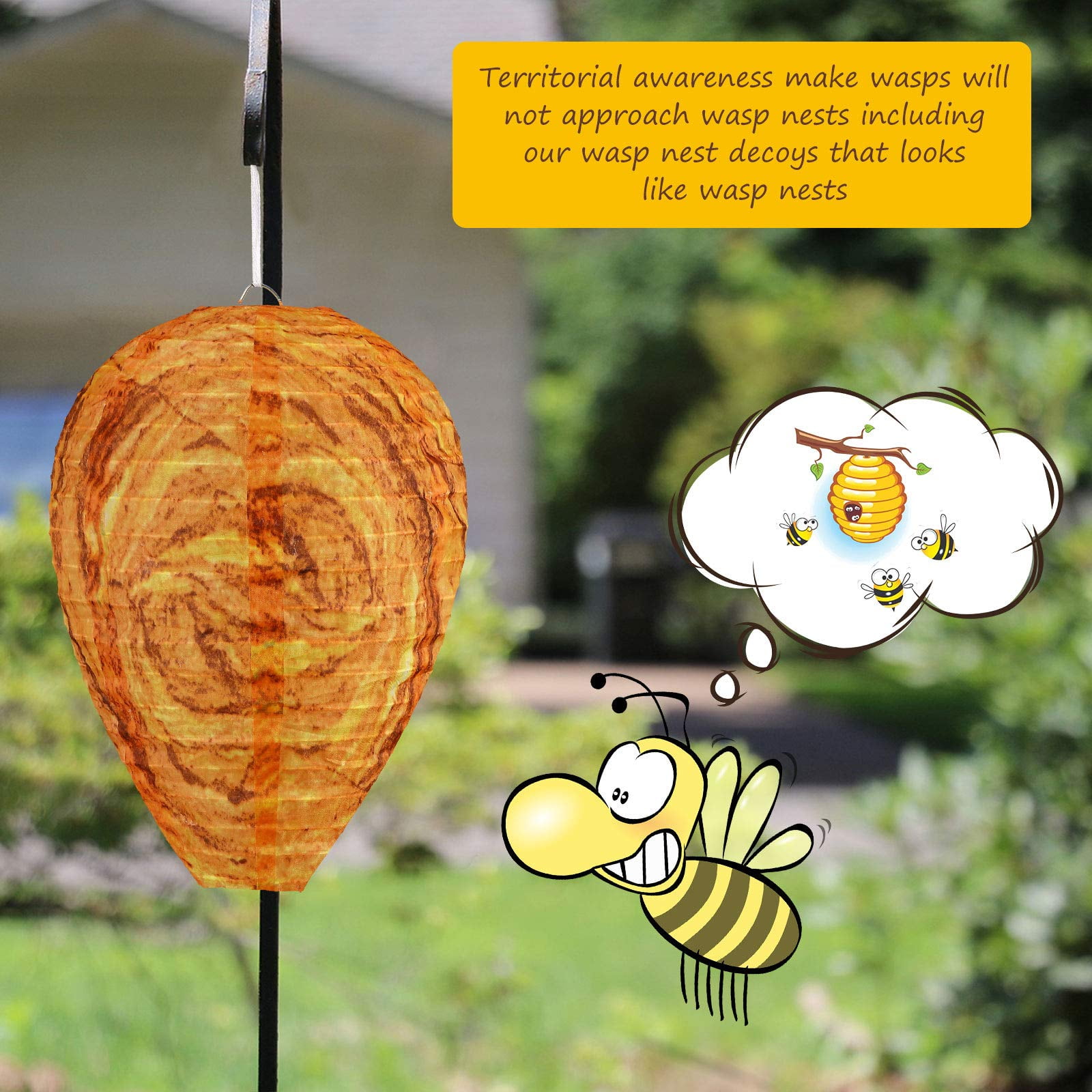 5Pack Waterproof Fake Wasp Nest Decoys Hanging Bee Deterrents