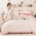 thumbnail image 6 of Cute Rainbow Stripes Bowknot Bedding Set Pink Ruffle Princess Chic Bow Printed Textured Seersucker Comforter Sets for Girls Kids Teens Queen 3Pcs, 6 of 9