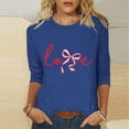 thumbnail image 2 of RKSTN Valentines Gift 3/4 Length Sleeve Womens Tops Oversized Crewneck Valentine Day Loves Heart Graphic Print Short Sleeve T Shirt Womens Casual Plus Size Round Neck Three Quarter Sleeve Tee Shirt, 2 of 6