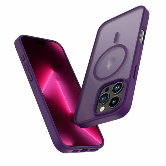 For iPhone 16 Plus Magnetic Case with MagSafe, Frosted Translucent Shockproof Cover, Njjex Matte Hard Plastic & Silicone Rubber Full Body Protection - Skin-Friendly Design-Purple