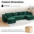 thumbnail image 5 of Vicluke 131" Cloud Couch Sectional, U Shaped Modern Sofa with 2 Ottomans, Comfy Corduroy Fabric Modular Sectional Sofa in a Box, Boneless Couches for Living Room, No Assembly Required (Green), 5 of 8
