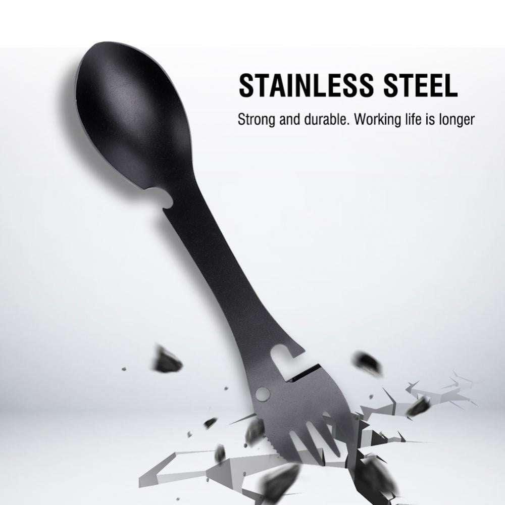 Multi-Functional Spoon Fork 5 in 1 Stainless Steel Camping Equipment Picnic Tool