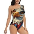 thumbnail image 3 of Rateoe Surreal Bald Eagle Gentleman Pattern Women One Piece Swimsuits Tummy Control One Shoulder Bathing Suits Ruffle Swimwear-Large, 3 of 6