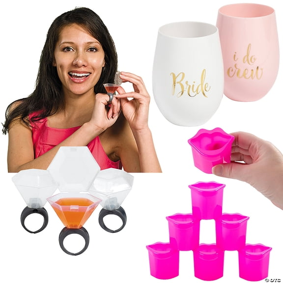 36 Pieces Plastic Bachelorette Party Drinkware Kit for 12