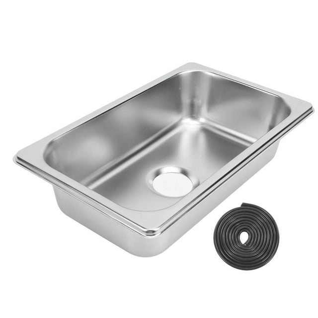 RV 304 Stainless Sink Kitchen Rectangular Hand Wash Basin Sink with 40mm Sewer Outlet for Boat Caravan Yachts Boats
