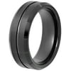 Men's Black Tungsten Grooved Comfort Fit 8MM Wedding Band - Men's Ring