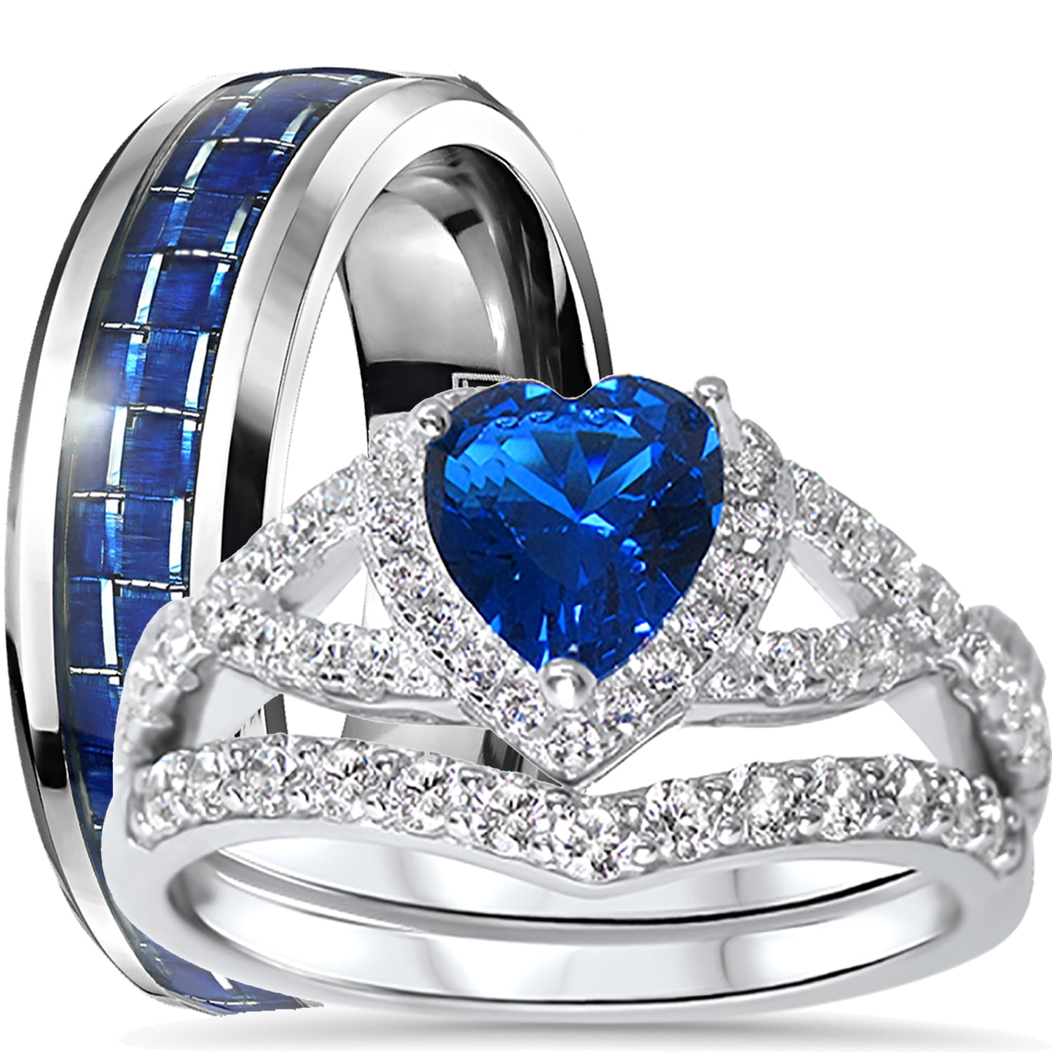 Fashion Square Shape 2.95ct White Sapphire 925 Silver Wedding Ring Size 6-10 