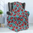 thumbnail image 4 of Kiss Soft Flannel Fleece Blanket, Retro Woman Mouth Red Lipstick Girl Expressing Different Emotions Female Vintage, Cozy Plush for Indoor and Outdoor Use, 70" x 90", Teal Red White, by Ambesonne, 4 of 5