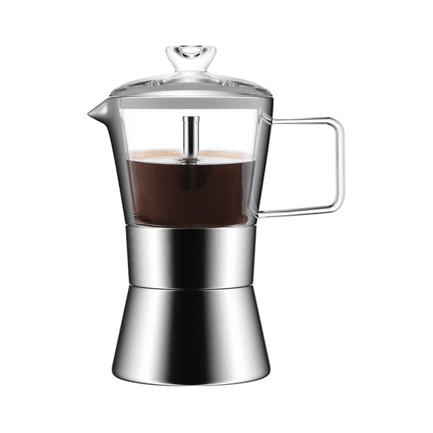 Moka Induction Stovetop Espresso Maker,GlassTop & Stainless Steel