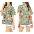 thumbnail image 3 of HAPPY BAY Button Down Shirt for Women Casual Beach Party Blouse Shirt Summer Short Sleeve Tropical Vacation Hawaiian Shirts Blouses for Women XL Rose Floral, Yellow, 3 of 5