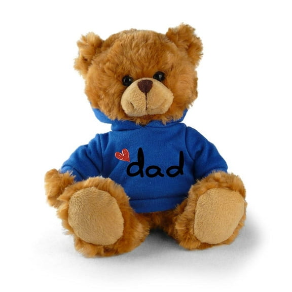 Made by AliensStuffed Teddy Bear Plush Bear Toy with -I Love Dad- Hoodie for Kids & Adults Father's Day - Embroidered Pillow 11 Inches (Mocha-Royal Hoodie)