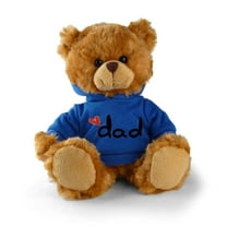 Made by AliensStuffed Teddy Bear Plush Bear Toy with -I Love Dad- Hoodie for Kids & Adults Father's Day - Embroidered Pillow 11 Inches (Mocha-Royal Hoodie)