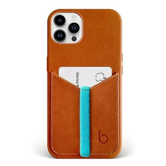 Leather Single Pocket Wallet Case for iPhone 15 Pro Max Tan