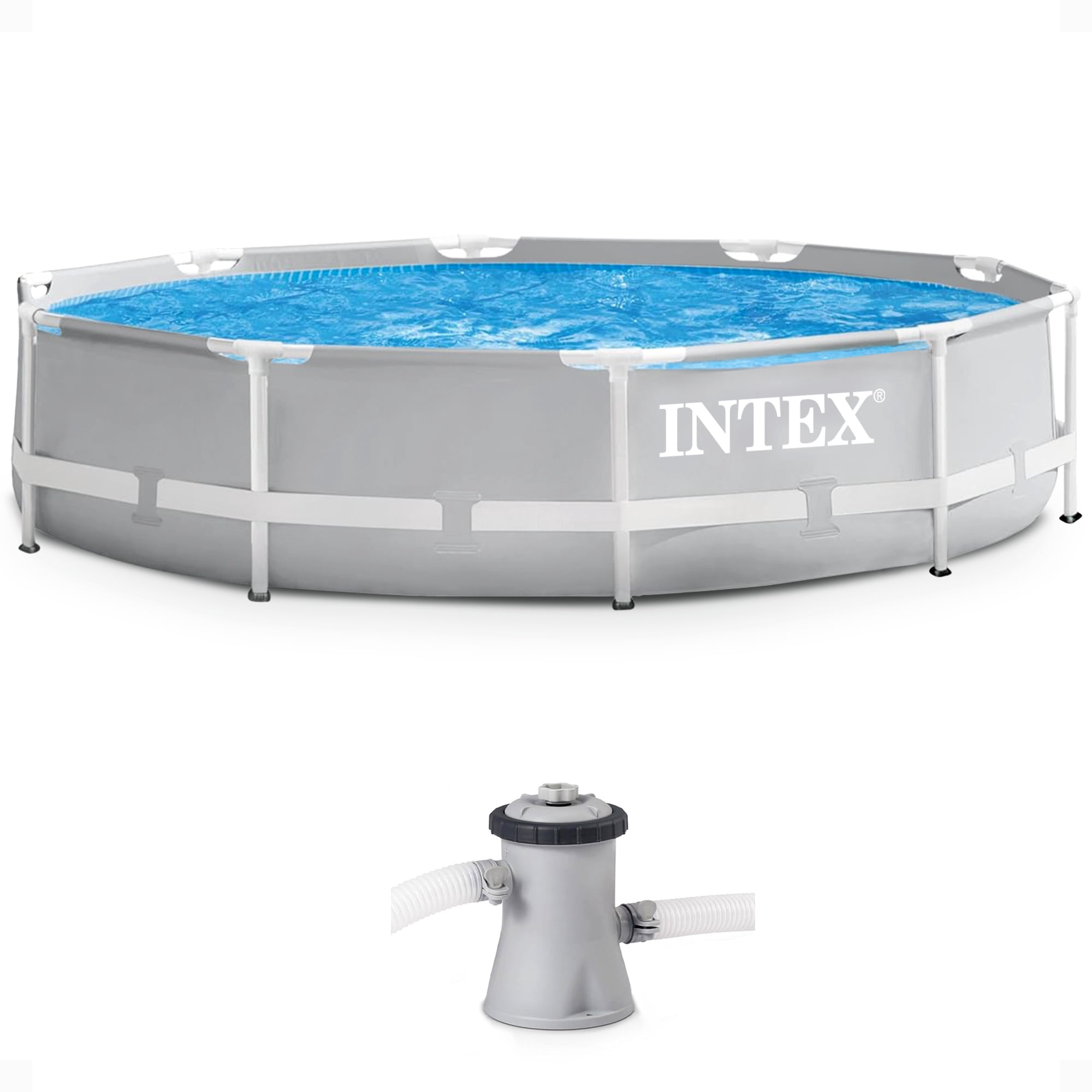 Open Box INTEX Prism Metal Frame 10' x 30" Above Ground Swimming Pool and Filter Pump