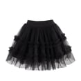 thumbnail image 2 of ZHOGXU Childrens Kids Girls Skirt Elastic Waist Solid Color Layered Hem Mesh Comfortable Fashion Mini Skirt For Casual Daily Wear,Black,3-4 Years, 2 of 9