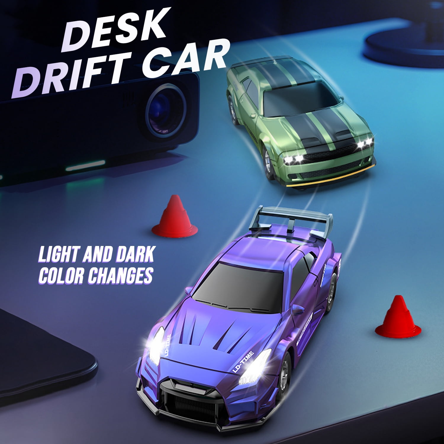 Mini RC Drift Car 1:64 Remote Control Car with Lights, 2.4GHz High Speed Racing Vehicle for Adults & Kids Ages 5 6 7 8 Gifts(Violet)