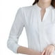 thumbnail image 2 of Blusa de gasa de manga larga con cuello alto Nikou color puro corte informal blanco M, 2 of 13