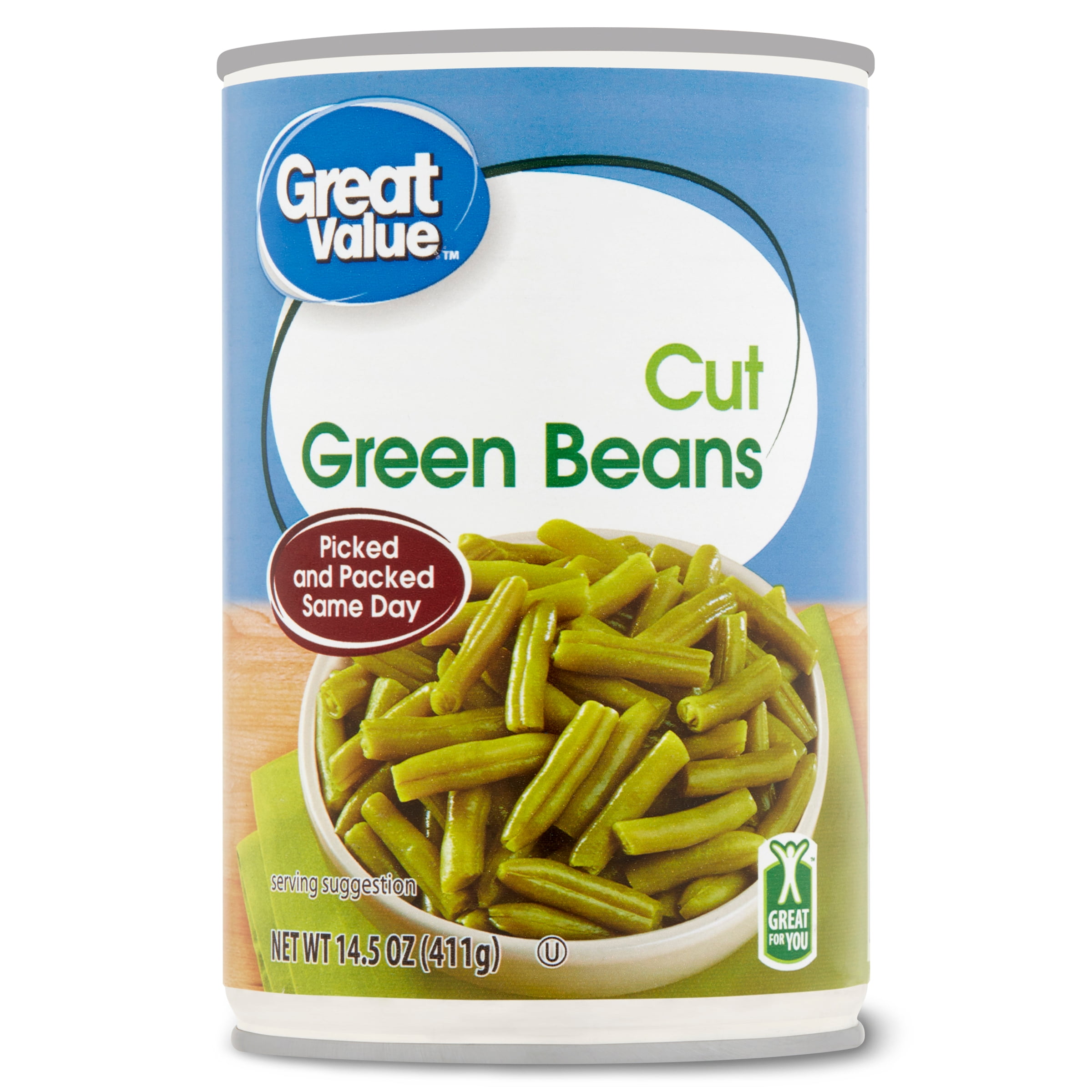 Great Value Canned Cut Green Beans, 14.5 oz Can