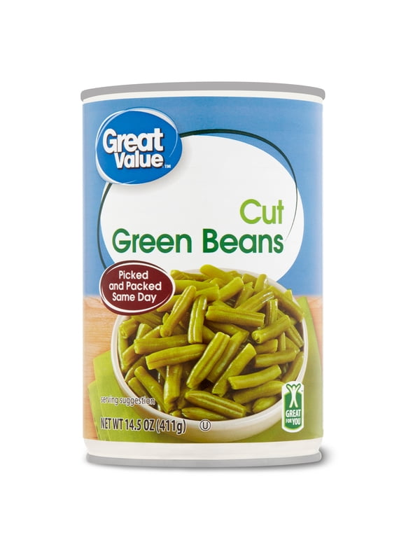 Great Value Canned Cut Green Beans, 14.5 oz Can