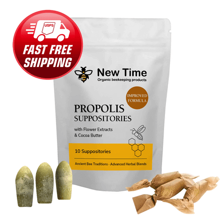 Organic Propolis Suppositories with Manuka Honey, Advanced Formula, 30-Day Supply for Men & Women